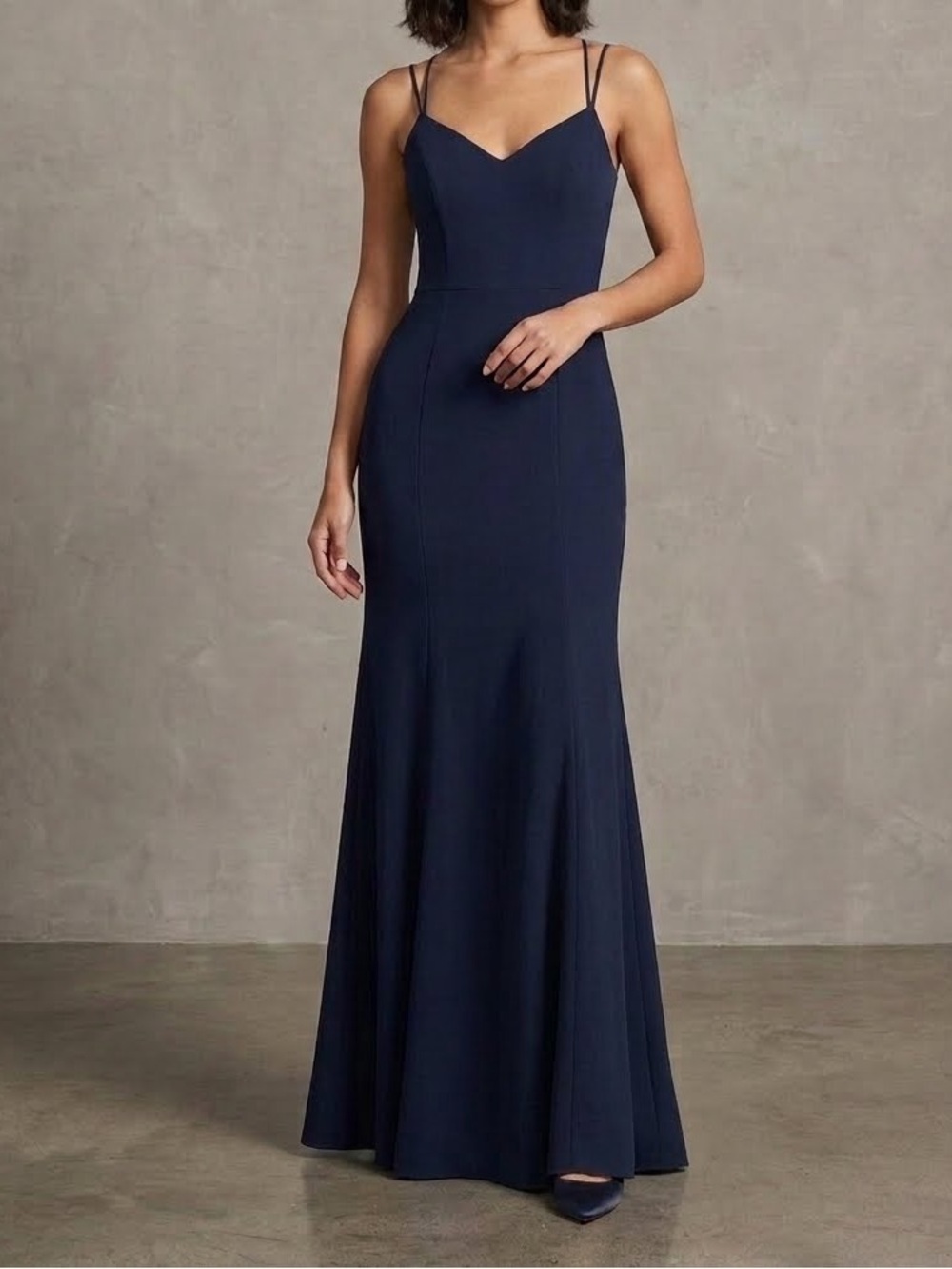 WAYF Navy Blue Lace-Up Back Formal Maxi Dress NWT